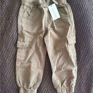 Kids Tan Cotton Twill Cargo Pants